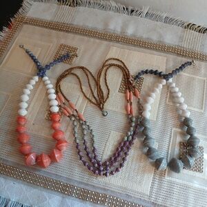 Teng Yue Multi Strand Multi color Paper Rolled Bead Statement Necklaces Set Of 3